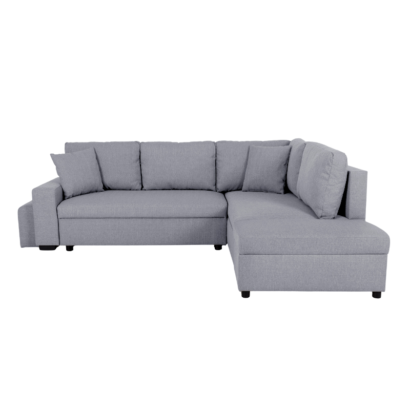 VEGA.L Lincoln Canapé d&rsquo;angle convertible Gris é) 5 places – Tissu texturé Gris