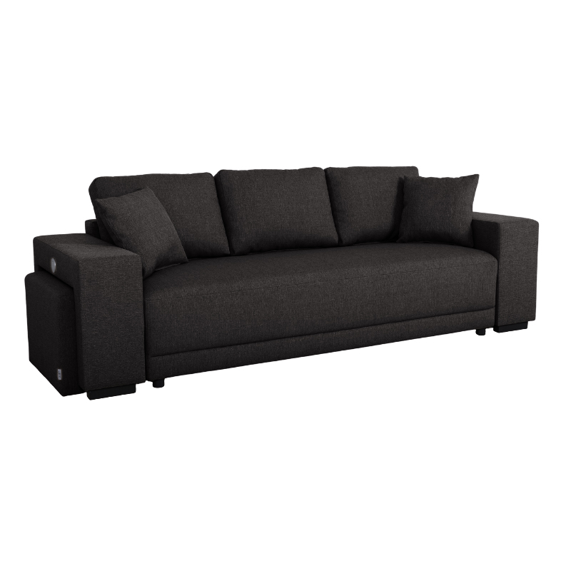 VEGA.S Lincoln Canapé droit convertible 3 places – Tissu texturé Charbon