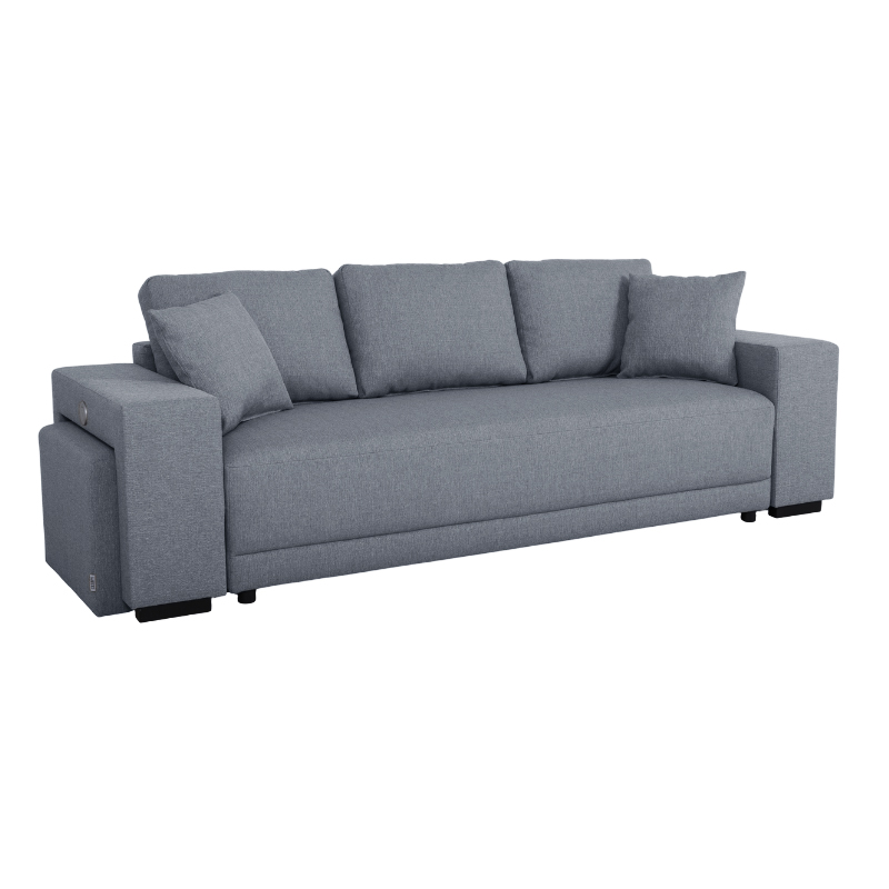 VEGA.S Lincoln Canapé droit convertible 3 places – Tissu texturé Gris