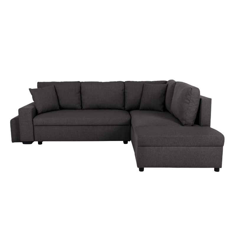 VEGA.L Lincoln Canapé d&rsquo;angle convertible Gris é) 5 places – Tissu texturé Anthracite