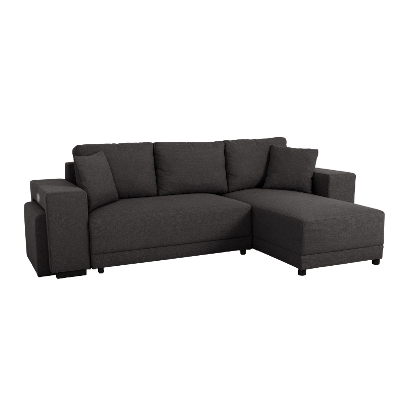VEGA.M Lincoln Canapé d&rsquo;angle convertible 4 places – Tissu texturé Anthracite