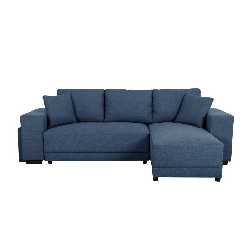 VEGA.M Lincoln Canapé d&rsquo;angle convertible 4 places – Tissu structuré Marine