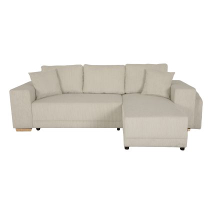 VEGA.M Lincoln Canapé d&rsquo;angle convertible 4 places – Velours côtelé Perle