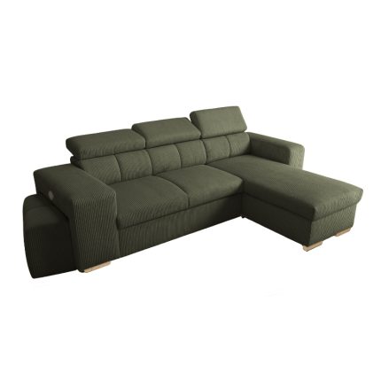 SIRIUS.M Lincoln Canapé d&rsquo;angle convertible 4 places – Velours côtelé Kaki
