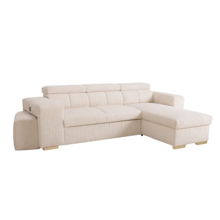 SIRIUS.M Lincoln Canapé d&rsquo;angle convertible 4 places – Velours côtelé Perle