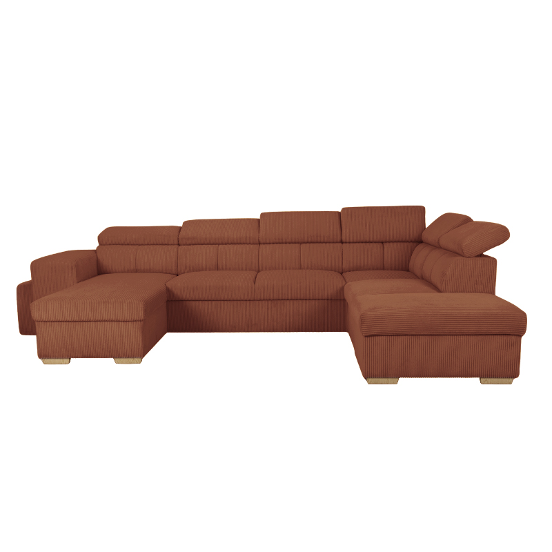 SIRIUS.XL Lincoln Canapé en U convertible 6 places – Velours côtelé Terracotta