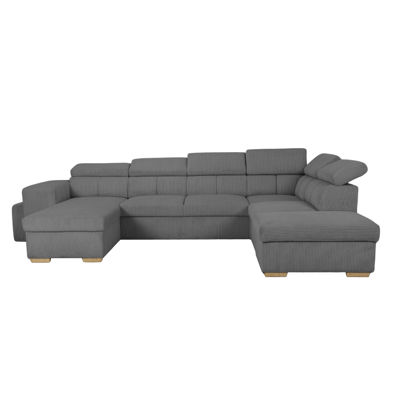 SIRIUS.XL Lincoln Canapé en U convertible 6 places – Velours côtelé Anthracite