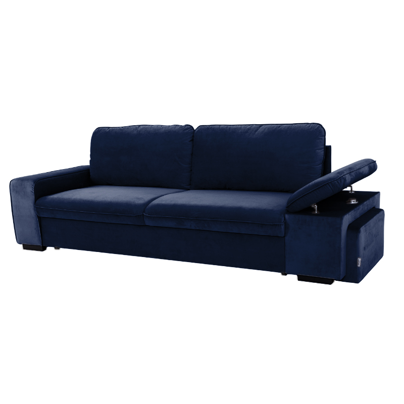 ALYA.S Lincoln Canapé droit convertible 3 places – Velours simple Marine