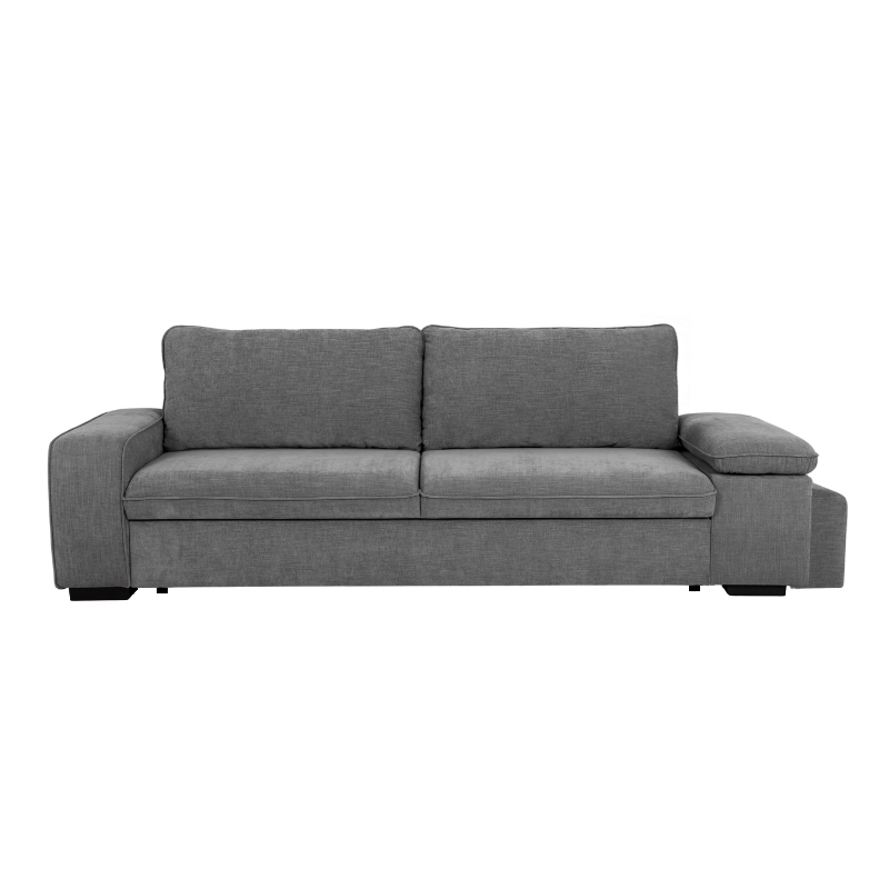 ALYA.S Lincoln Canapé droit convertible 3 places – Tissu lisse Ash (gris)