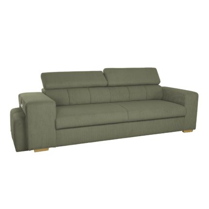 SIRIUS.S Lincoln Canapé droit convertible 3 places – Velours côtelé Kaki