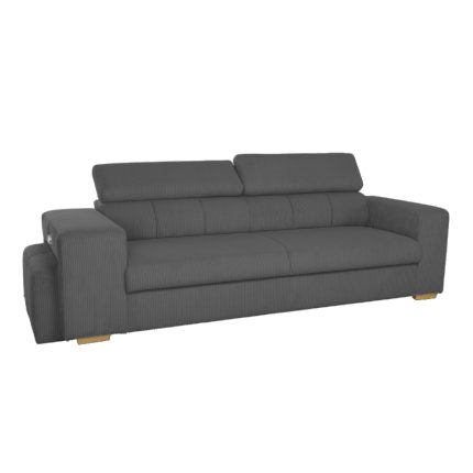 SIRIUS.S Lincoln Canapé droit convertible 3 places – Velours côtelé Anthracite