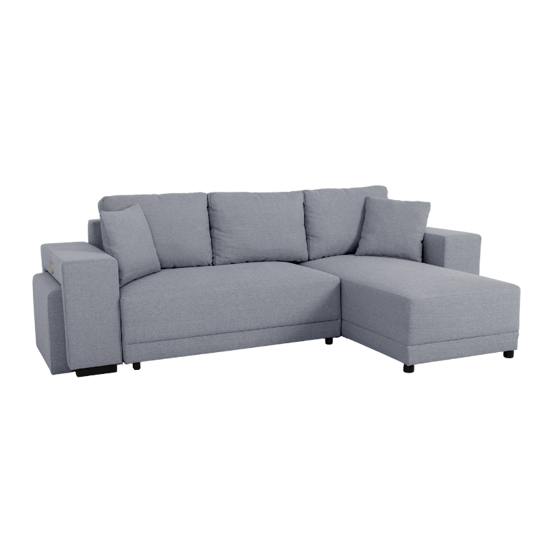 VEGA.M Lincoln Canapé d&rsquo;angle convertible 4 places – Tissu texturé Gris
