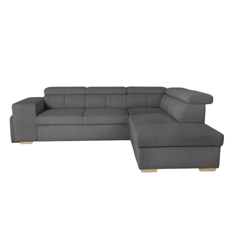 SIRIUS.L Lincoln Canapé d&rsquo;angle convertible 5 places – Velours côtelé Anthracite