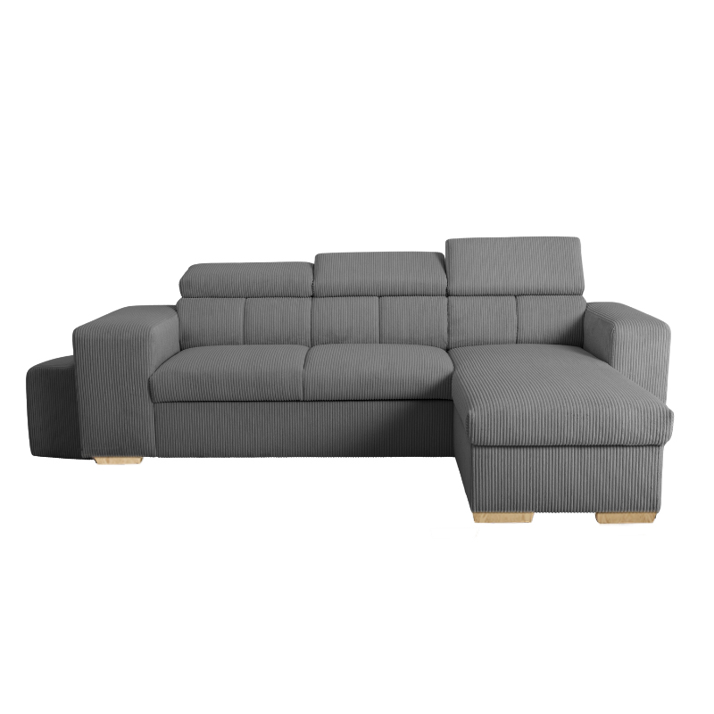 SIRIUS.M Lincoln Canapé d&rsquo;angle convertible 4 places – Velours côtelé Anthracite