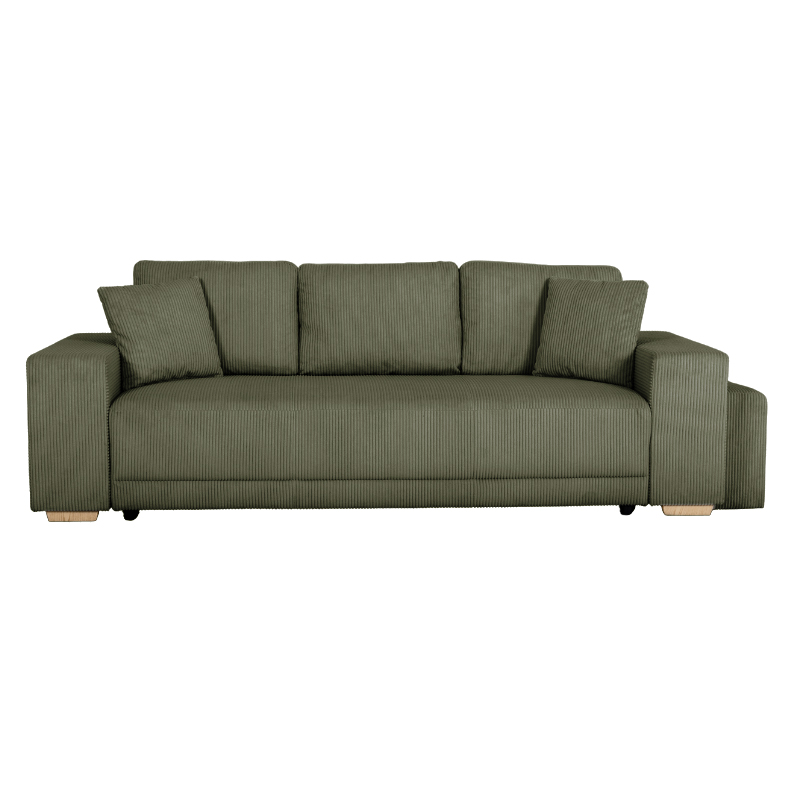 VEGA.S Lincoln Canapé droit convertible 3 places – Velours côtelé Kaki