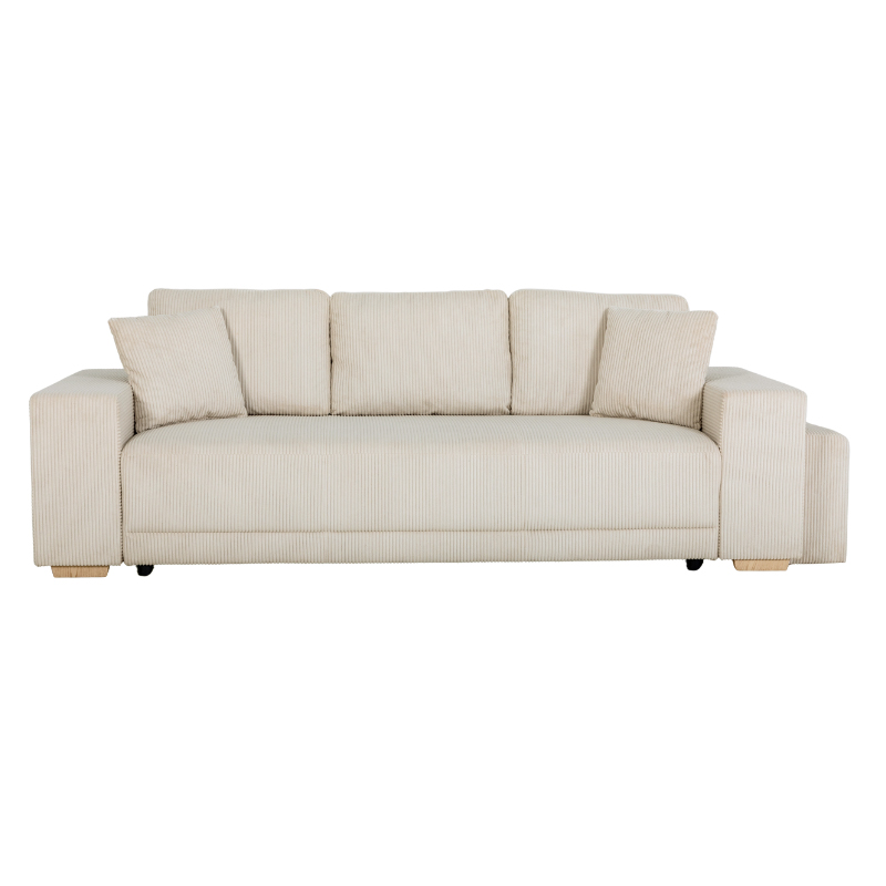 VEGA.S Lincoln Canapé droit convertible 3 places – Velours côtelé Perle