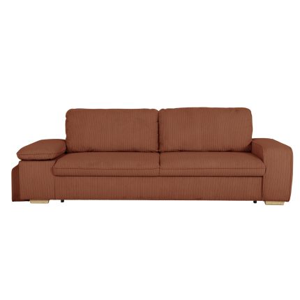 ALYA.S Lincoln Canapé droit convertible 3 places – Velours côtelé Terracotta