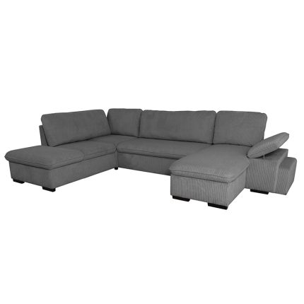 ALYA.XL Lincoln Canapé en U convertible 6 places – Velours côtelé Anthracite