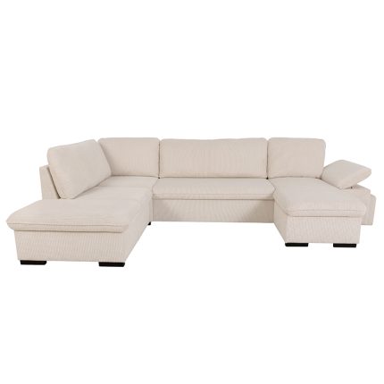ALYA.XL Lincoln Canapé en U convertible 6 places – Velours côtelé Perle