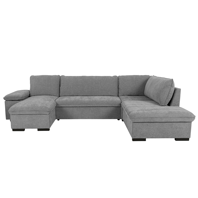 ALYA.XL Lincoln Canapé en U convertible 6 places – Tissu lisse Ash (gris)