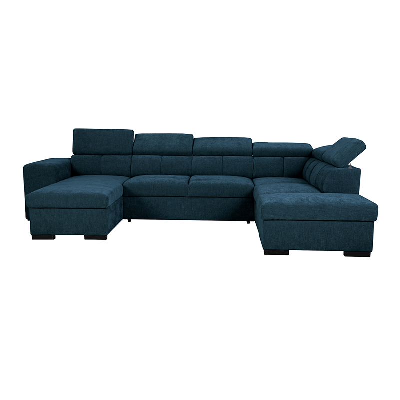 SIRIUS.XL Lincoln Canapé en U convertible 6 places – Tissu lisse Ocean