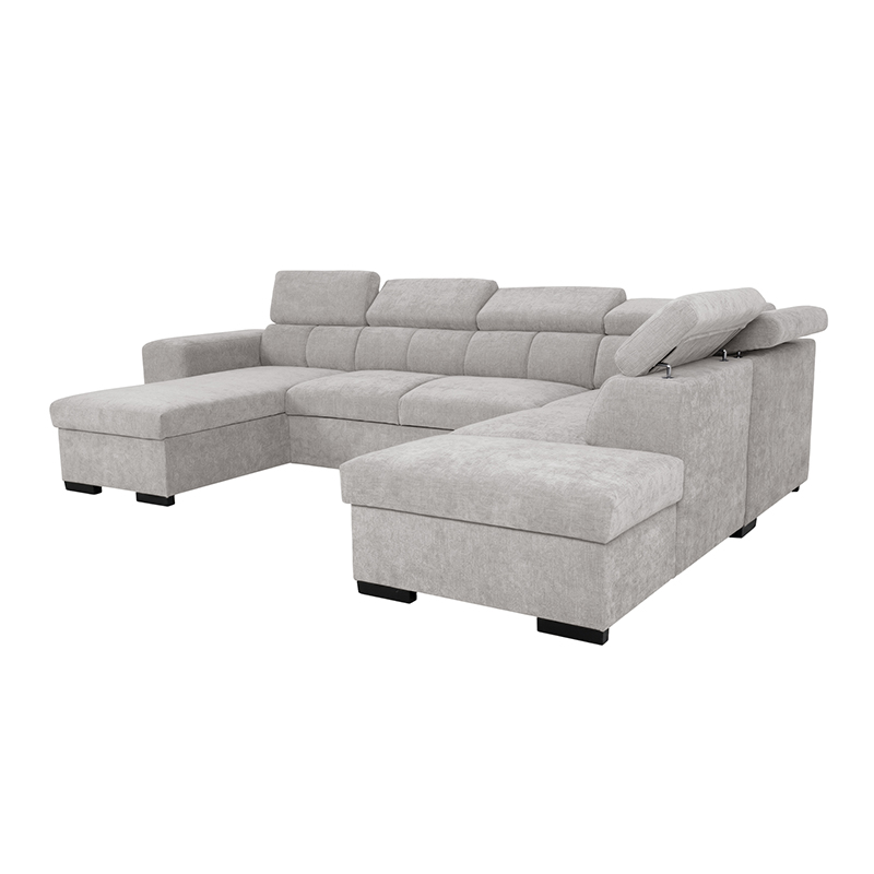 SIRIUS.XL Lincoln Canapé en U convertible 6 places – Tissu lisse Light grey