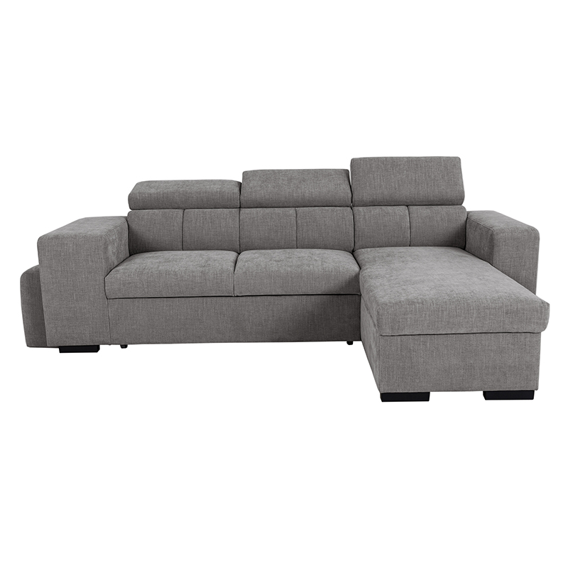 SIRIUS.M Lincoln Canapé d&rsquo;angle convertible 4 places – Tissu lisse Ash (gris)