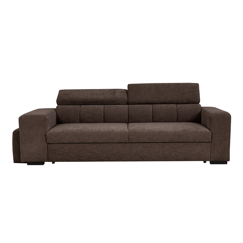 SIRIUS.S Lincoln Canapé droit convertible 3 places – Tissu lisse Chocolat