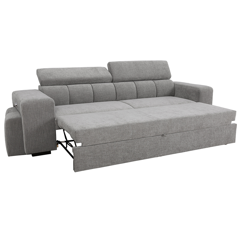 SIRIUS.S Lincoln Canapé droit convertible 3 places – Tissu lisse Ash (gris)