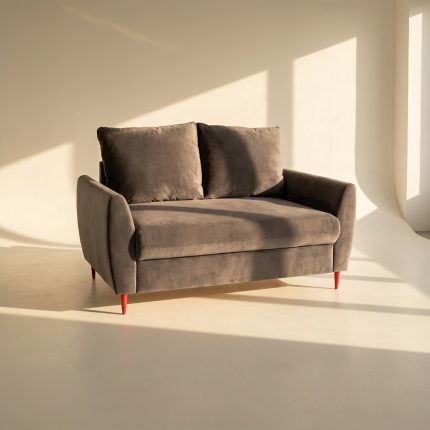 canapé fixe 2 places velours gris anthracite trois quart drtoie au soleil