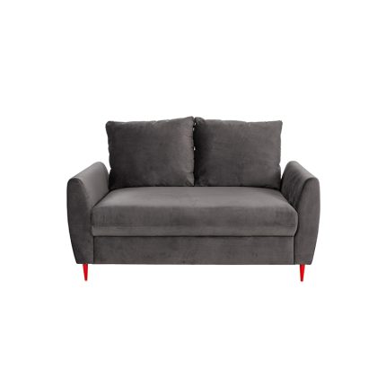 canapé fixe 2 places velours gris anthracite face fond blanc