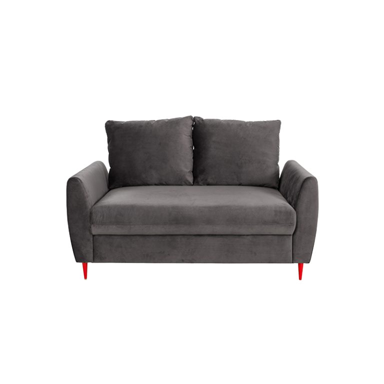 canapé fixe 2 places velours gris anthracite face fond blanc
