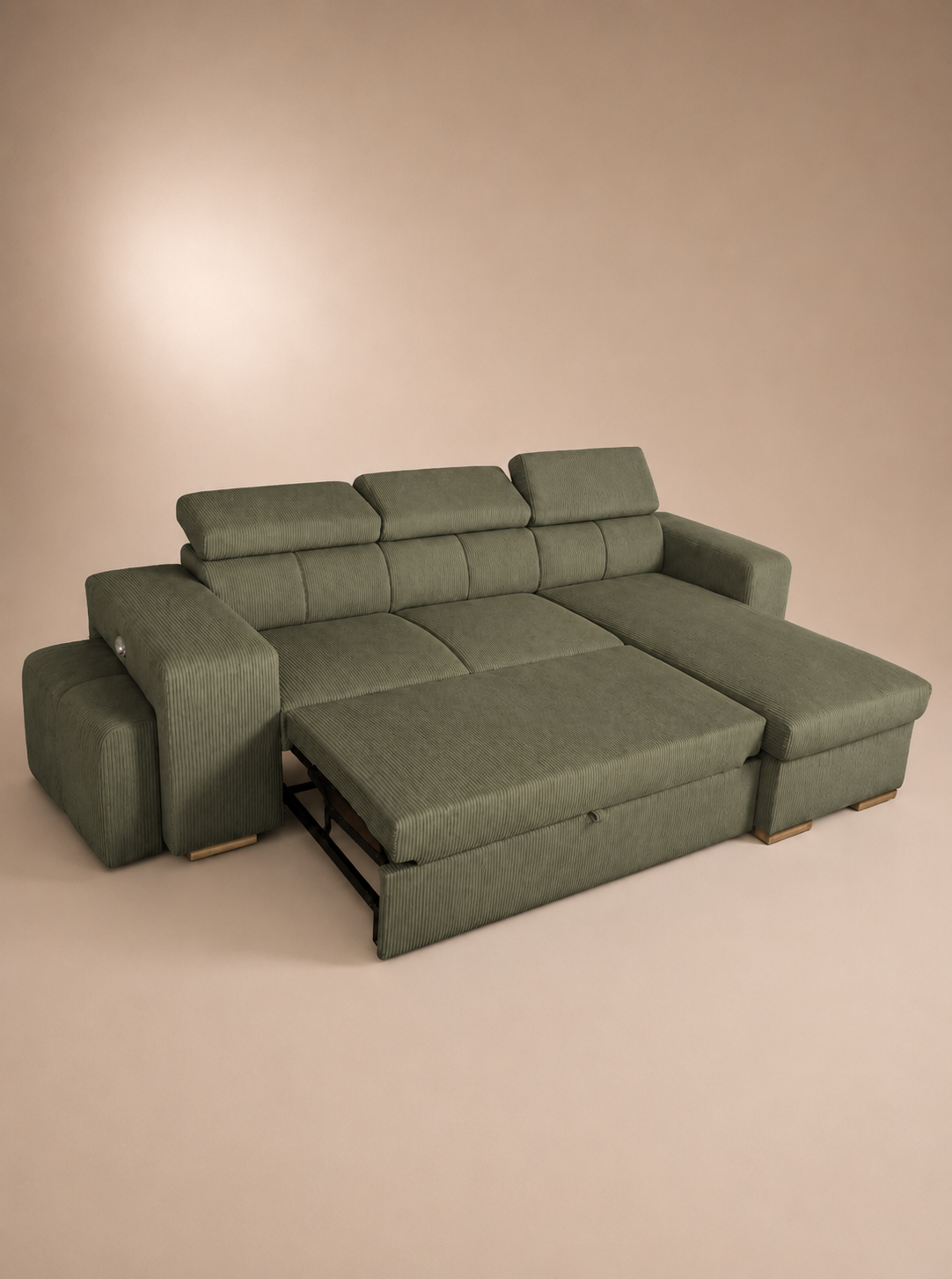 Canapé de la collection SIRIUS déplié en mode couchage